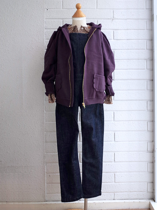 エミールエイダ emile et ida スカラップポケットフードジップパーカー