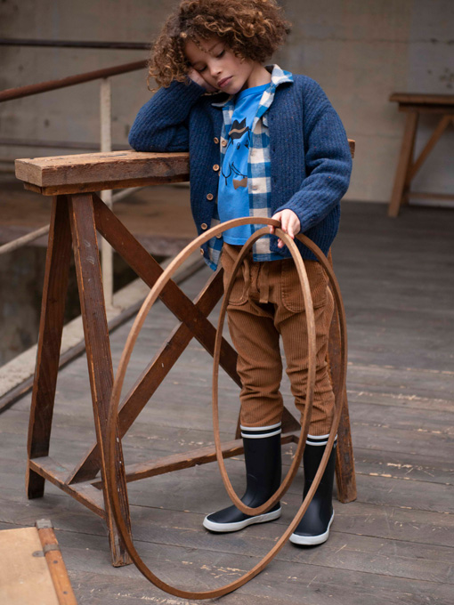 エミールエイダ emile et ida ブロックチェック厚地ネルシャツ