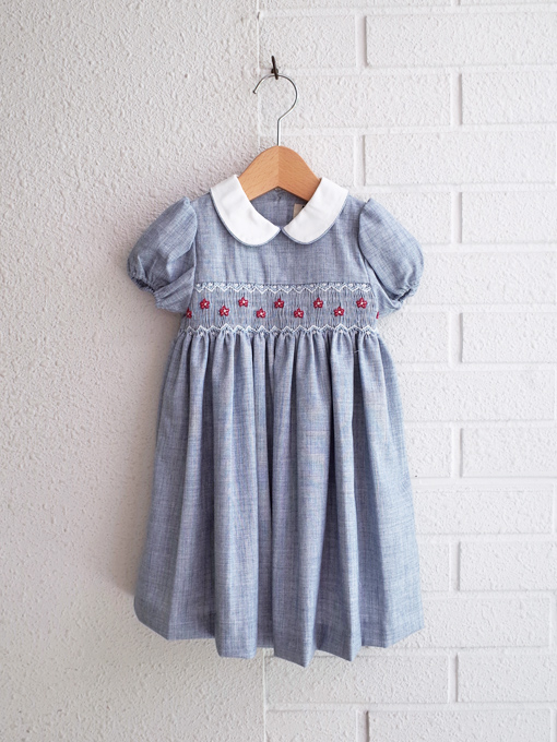 Malvi&Co. 丸襟スモッキング刺繍半袖ワンピース イタリア子供服 OTTI 