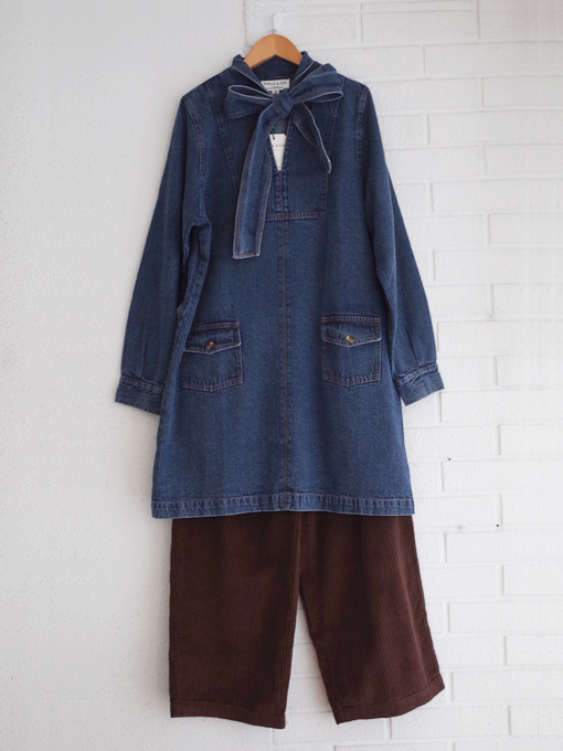 emile et ida woman COLETTE Denim lavaliere collar dress レディース