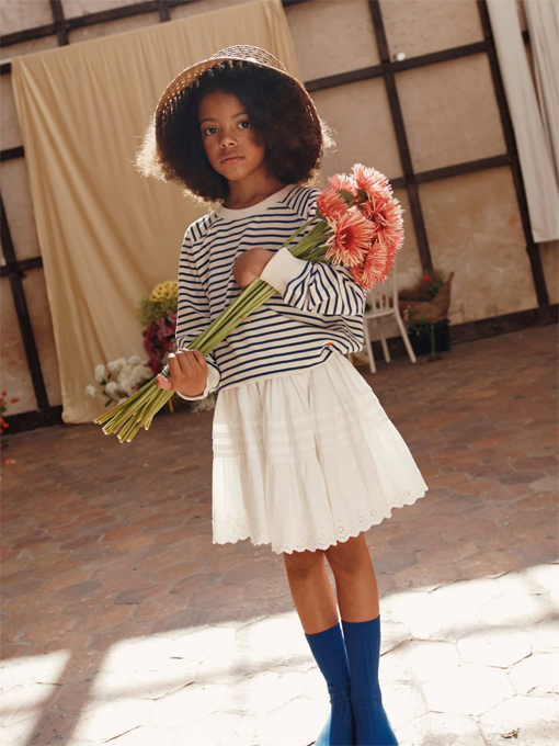 emile et ida White English embroidery skirt ガールズ 刺繍スカート