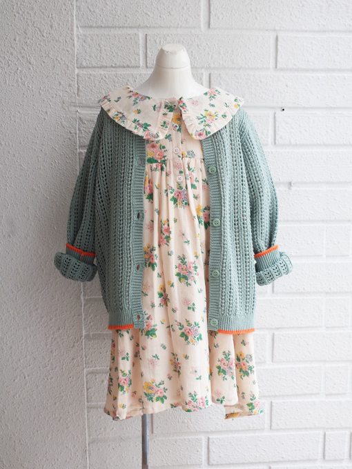 emile et ida Pink spring loose-fitting dress ガールズ フラワー