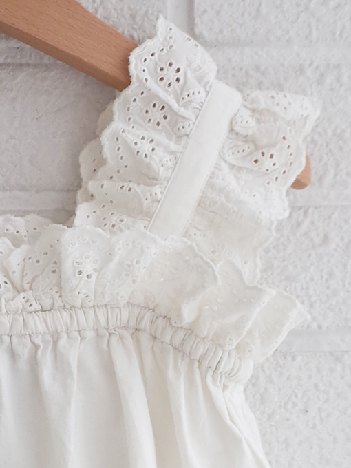 トップス EMILE ET IDA 4y emile et ida White English embroidery top ガールズ 刺繍トップス