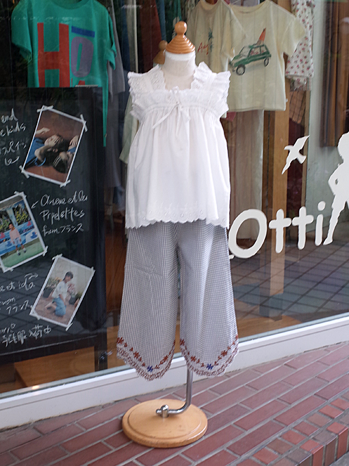 emile et ida White English embroidery top ガールズ 刺繍トップス