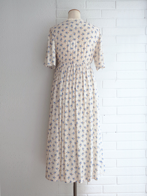 emile et ida woman Ecru long dress with blue flowers