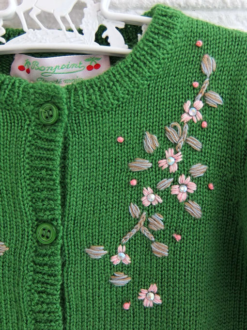 ボンポワン 19FW しかた 刺繍カーディガン 4A 