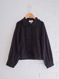 フランスブランド　emile et ida woman 　エミールエイダ　CHARLINE　Black English Embroidery ruffled blouse　長袖フリルブラウス