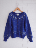 フランスブランド　emile et ida woman 　エミールエイダ　CAMOMILLE　Royal blue daisy jacquard cardigan　ジャガードカーディガン