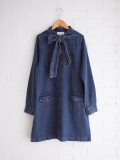 フランスブランド　emile et ida woman 　エミールエイダ　COLETTE　Denim lavaliere collar dress　デニムワンピース