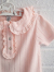 emile et ida kids エミールエイダ　Pink pointelle modal polo PASTEL　針抜きフリルポロシャツ