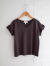 emile et ida woman　エミールエイダ　Asphalt organic cotton ruffled V-neck T-shirt　オーガニックVネックTシャツ