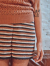 emile et ida woman　エミールエイダ　Knit shorts caramel stripes　ニットショートパンツ