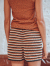 emile et ida woman　エミールエイダ　Knit shorts caramel stripes　ニットショートパンツ