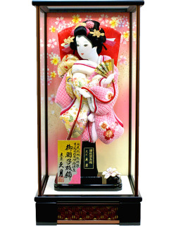 羽子板 久月 桜刺繍 薄桃舞美 ケース飾り(65070-1)