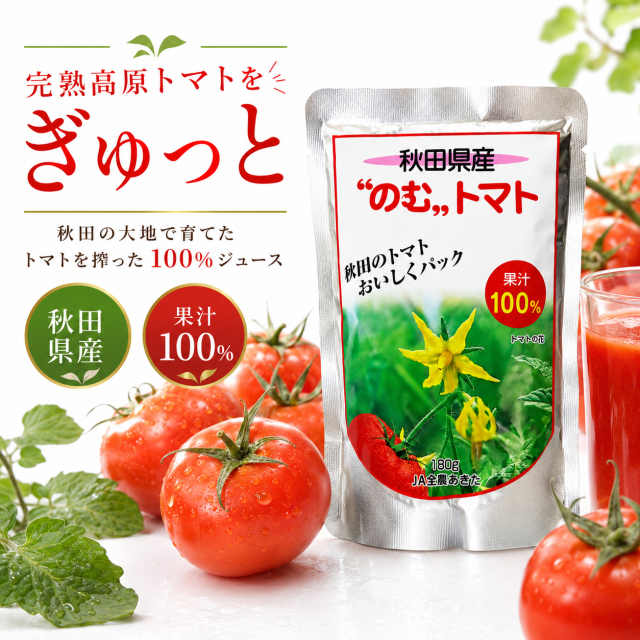 秋田県産 のむトマト 180g｜果汁100％ トマトジュース