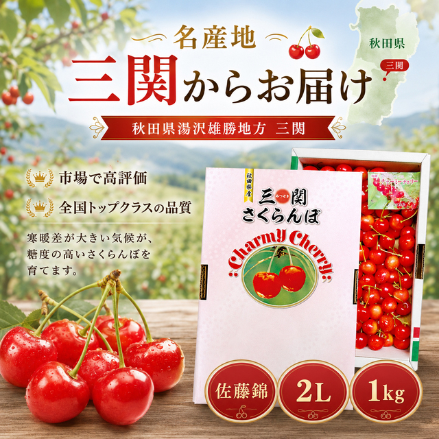 味にこだわり！秋田県産 さくらんぼ ♪佐藤錦,チャーミーチェリー
