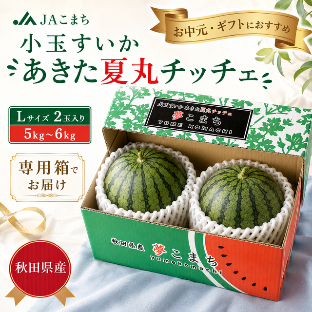 秋田県産 小玉すいか「あきた夏丸チッチェ」Lサイズ2玉入り 5kg～6kg