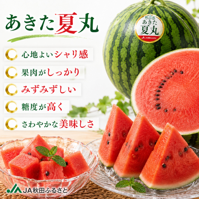 秋田県産すいか あきた夏丸 超大玉5L 1玉10〜12kg JA秋田