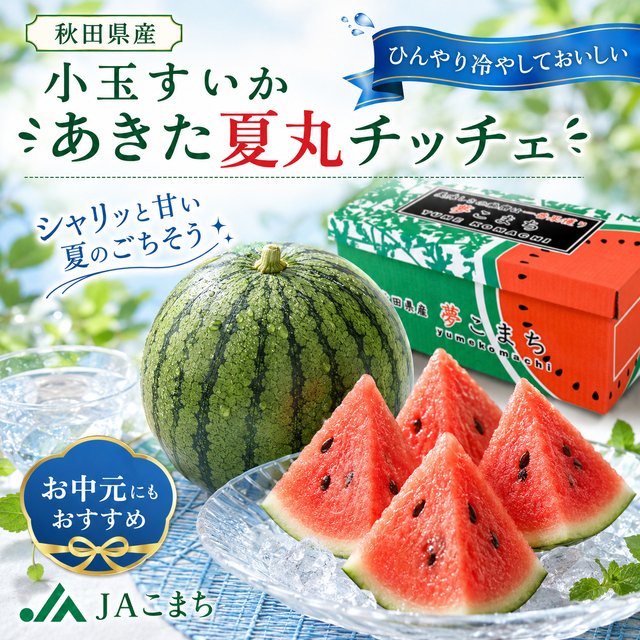 秋田県産 小玉すいか「あきた夏丸チッチェ」Lサイズ2玉入り 5kg～6kg