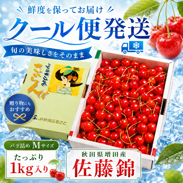 秋田県増田産さくらんぼ佐藤錦1kg Mサイズ｜JA秋田ふるさと・6月中旬