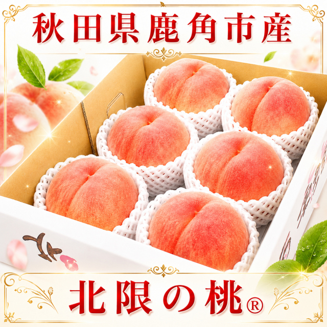 北限の桃 2.5kg 6～9玉入 秋田県産 JAかづの クール便｜鹿角ブランド桃