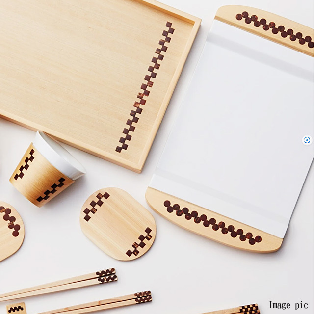 秋田の伝統工芸品「樺細工」製,Tsunaguシリーズ パンプレート。桜皮