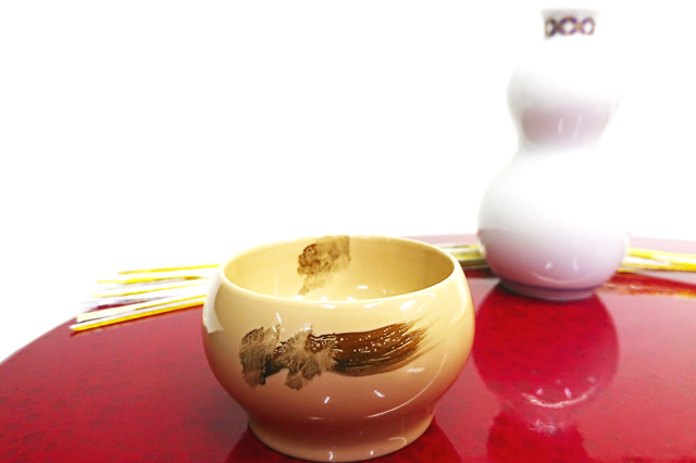 川連塗り漆器 「雲竜 坪型ぐい呑み（皆朱）」 秋田 湯沢