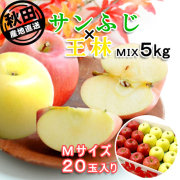 秋田産りんご サンふじ×王林5kg Mサイズ20玉　出荷期間:11月下旬～12月中旬