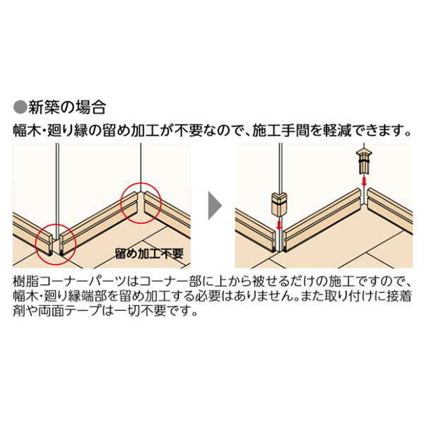 幅木樹脂コーナー出隅 IPE-MHC106J※　10個入