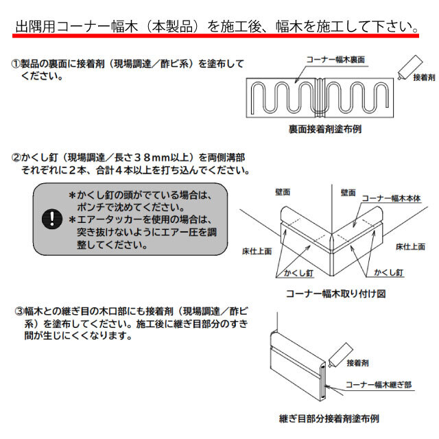 出隅用コーナー幅木　コーナー部材