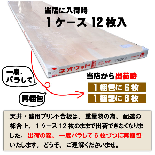 壁用プリント合板 ネオウッド NW-3000JK（12枚入り）は送料無料の通販