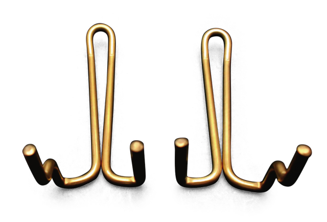 半額以下:両面アクセサリー什器アンティークゴールド・フック付き 4mm厚有孔ボード用フック Classic 真鍮ゴールドハンガー ANB-716（1本