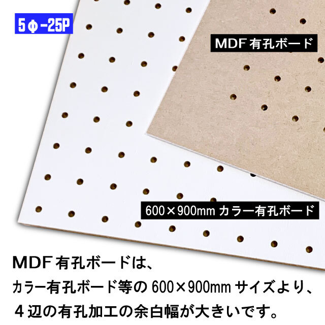 MDF有孔ボード額縁タイプ（5φ-25P）4mm厚 500mm×600mm（A品）