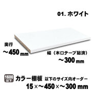 カラー棚板　ホワイト　15×450×300mm以内のサイズオーダー