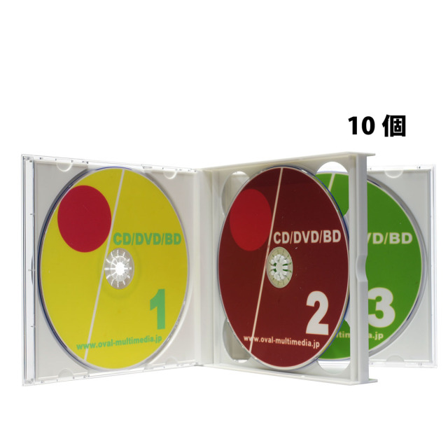 日本製に変更しましたPS24mm厚ジュエルケース 3枚収納マルチメディアケース ホワイト 10個