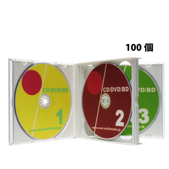 約2営業日で入荷予定　 PS24mm厚ジュエルケース 3枚収納マルチメディアケース ホワイト 100個