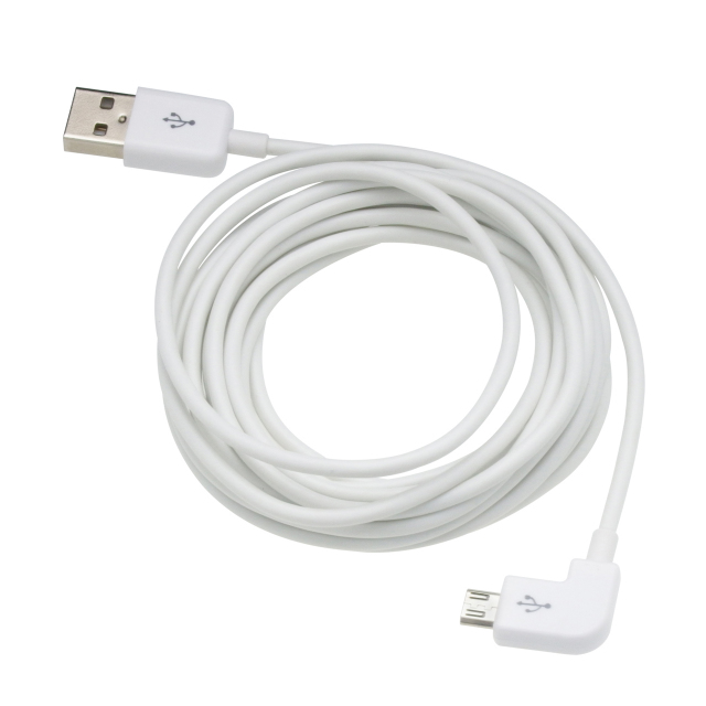 L型microUSBケーブル 3mホワイト