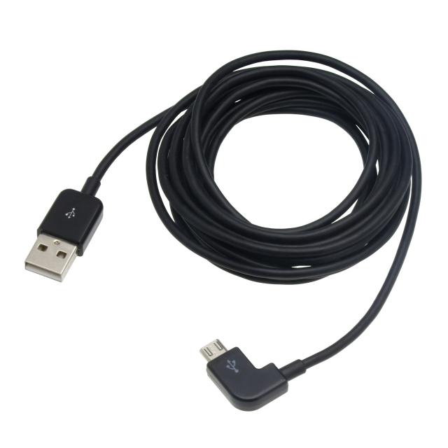 L型microUSBケーブル 3mブラック
