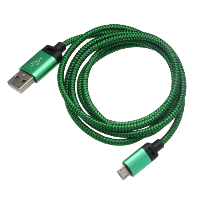クイックチャージ対応microUSBケーブルグリーン1.2m