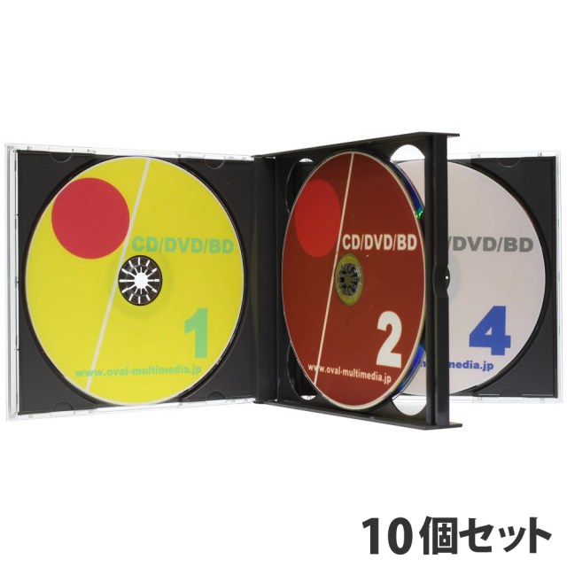 日本製マルチCDケース4枚収納ブラック10個