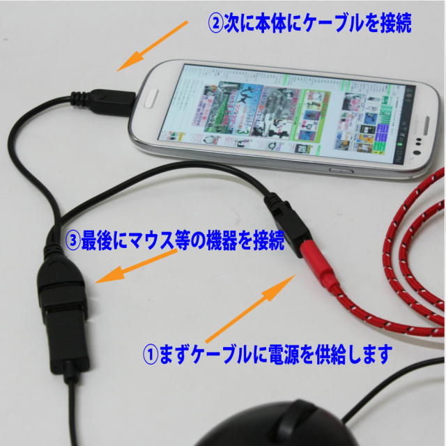 アンドロイドにうれしいホストケーブル/でました電力サポートOTG