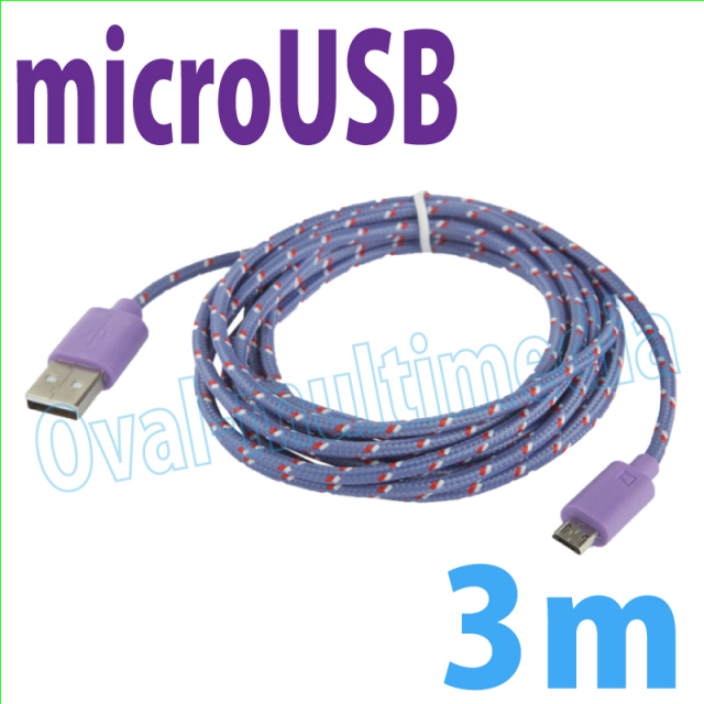 microUSBケーブル3mピンク