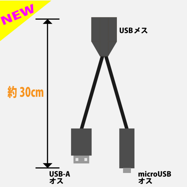 充電できるOTGケーブルUSBAタイプ