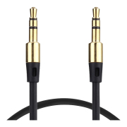 ステレオミニプラグ 3.5mm オーディオケーブル スピーカー用 スリムコネクタ 長さ1m　AUXケーブル ブラック