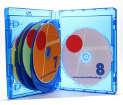 22mm厚に8枚のブルーレイディスクを収納/22mm厚8枚収納ブルーレイケースクリアブルー 3個 Blu-rayDiscロゴ有