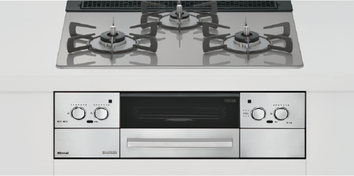 【取付工事対応】RHS31W33L25RSTW リンナイビルトインコンロ ベイズ トップ幅60cmタイプ カームシルバーーガラストップ レンジフード連動