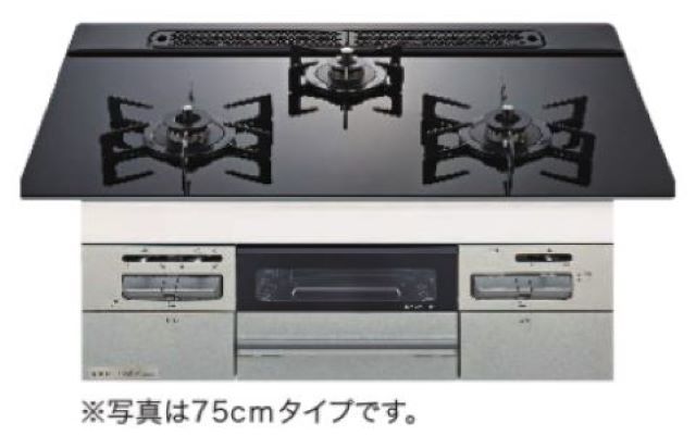 【当店の工事利用者限定】 N3WV7RWAP1SIEC レンジフード連動 ノーリツ ビルトインコンロ ミッケ ブラックガラストップ 75センチ