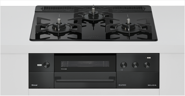 【数量限定特価 取付工事対応】RHS31W38M11RNBW リンナイ ビルトインコンロ デリシア 操作部液晶付きタイプ ナイトブラックガラス60cmトップ  ホーローごとく ザ・ココットラウンド付属 オーブン接続可能