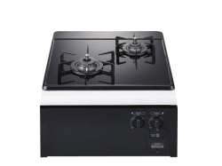 【当店の工事利用者限定】 N2C24KSPS ノーリツ ビルトインコンロ コンパクトタイプ 2口バーナー トップ幅45cmタイプ ブラックガラストップ ブラック前面パネル ホーローごとくグリルなし