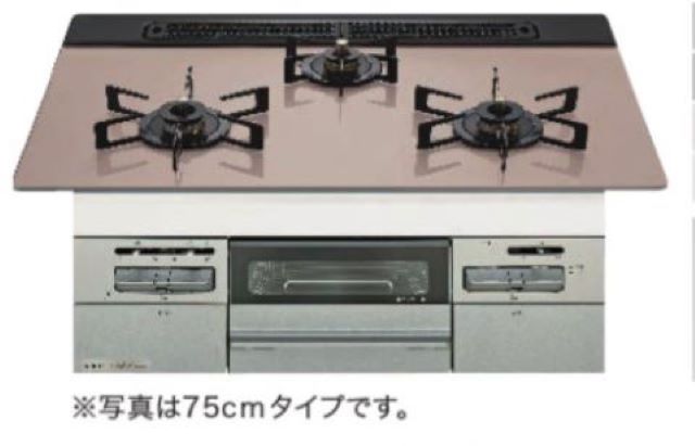 【当店の工事利用者限定】 N3WV7RWAP3SIEC レンジフード連動 ノーリツ ビルトインコンロ ミッケ シルバーピンクガラストップ 75センチ